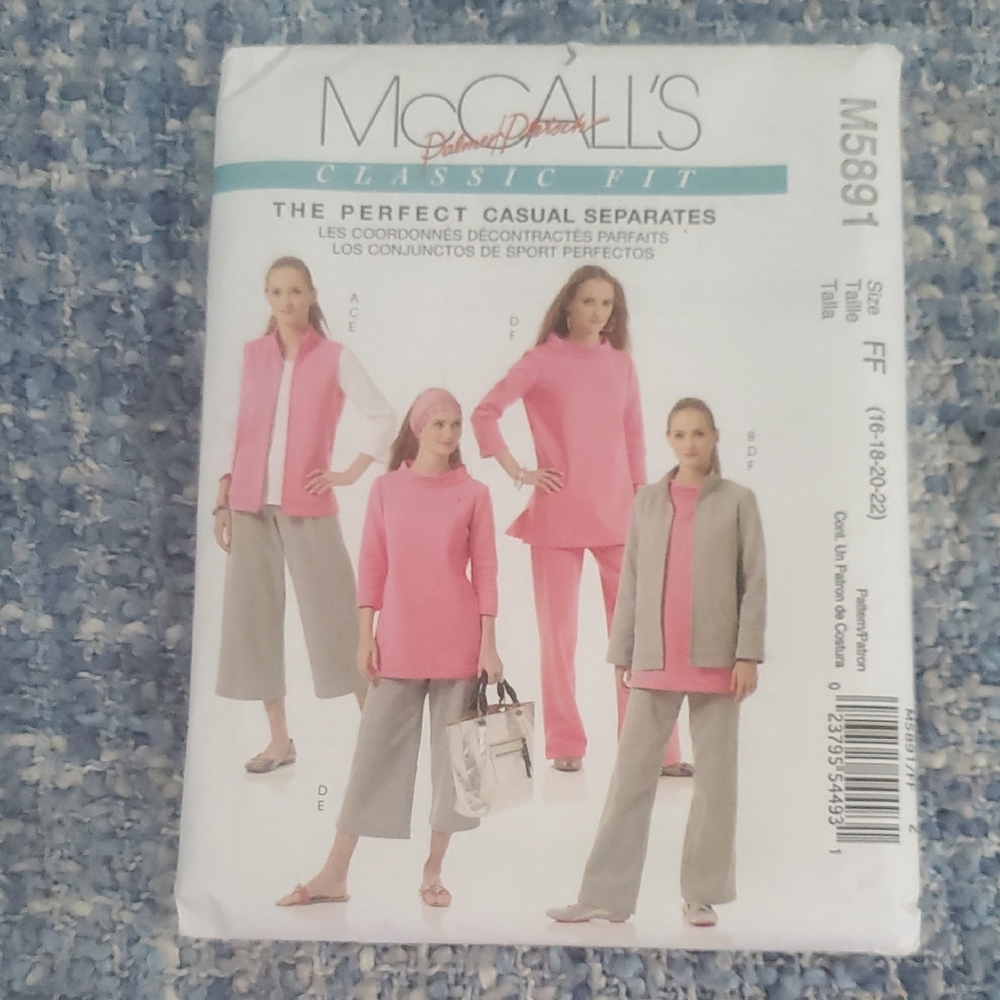 McCall's M5891 Classic Fit Sewing Pattern New 16-22 Tops Pants Vest